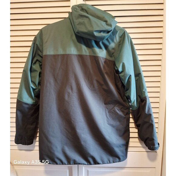 REI Co-Op Child Insulated Hooded Jacket L Nylon Polyester Green & Gray - Picture 3 of 10
